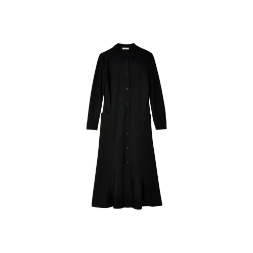 THE ROW SS24 Длинное платье с длинными рукавами женское черное