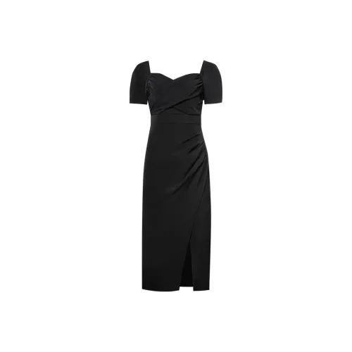 MeetMetro Короткий рукав Платье Женское Черное