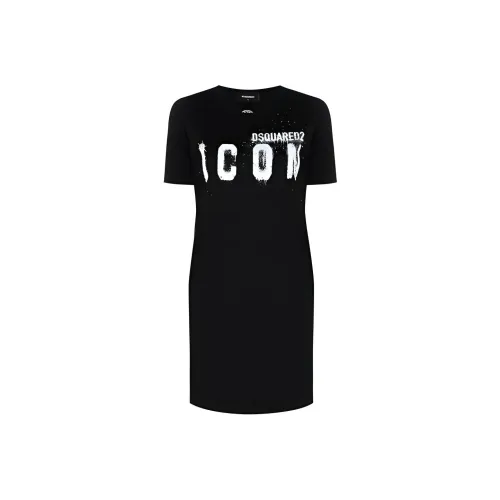 DSQUARED 2 Black Женские Короткие Платья с Рукавами