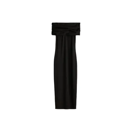 H&M Черное Женское Короткое Платье с Рукавами