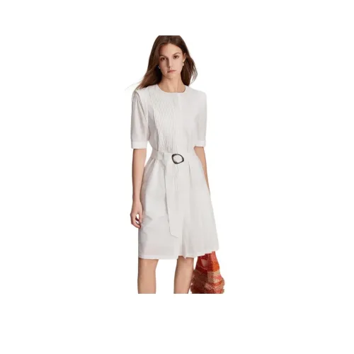 ELLE Короткий рукав Платье Лето Женское Белое