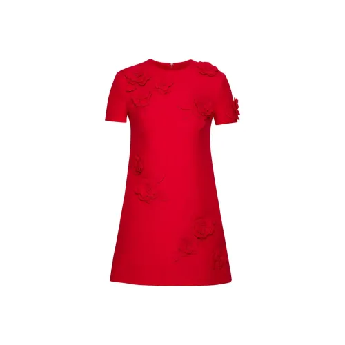 Valentino SS24 Короткое платье с короткими рукавами женское красное