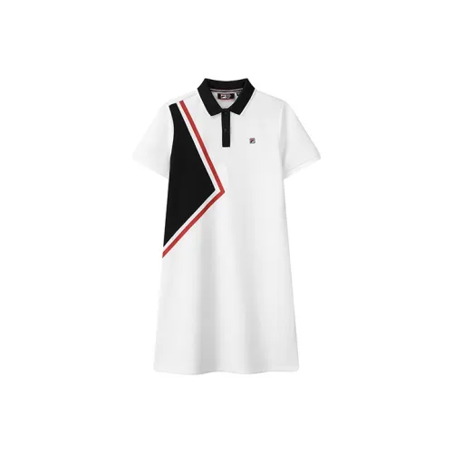 FILA Стандартный белый Женские Платья с коротким рукавом