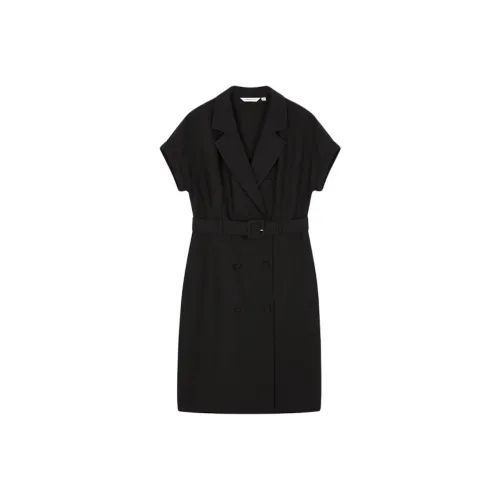 Mo Han Yi Mei Короткий рукав Платье Женское Черное