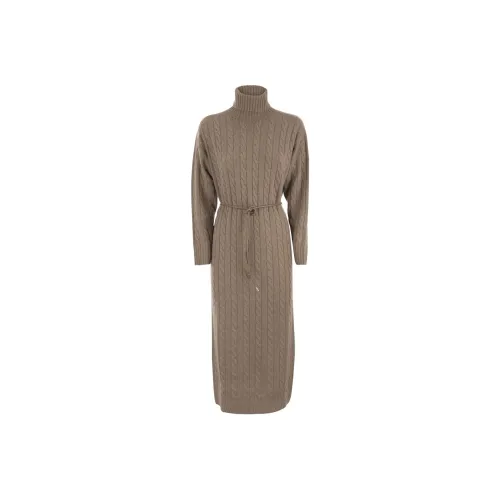 PESERICO Длинное платье с длинными рукавами женское цвет КАМЕЛ