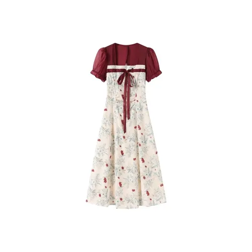 GULIANFEI Короткий рукав Платье Женское Красное