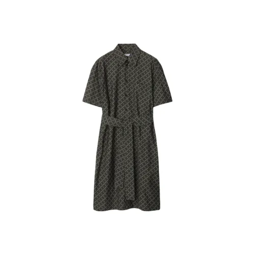 Burberry Черно-серый цвет женские короткие платья с рукавами