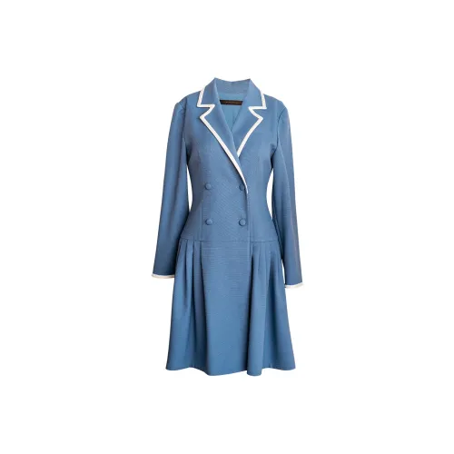 ROEYSHOUSE Длинное платье с длинными рукавами женское синее