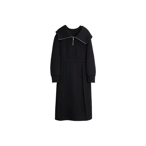 ELLE Длинный рукав Юбка Осенний Женский Темно-серый