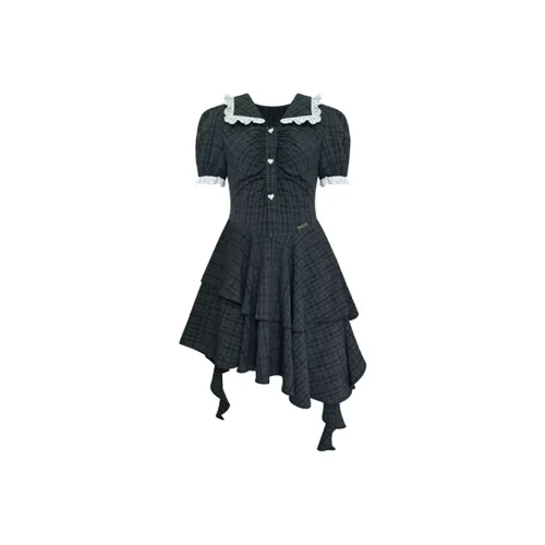 COVT Короткий рукав Платье Женское Серое