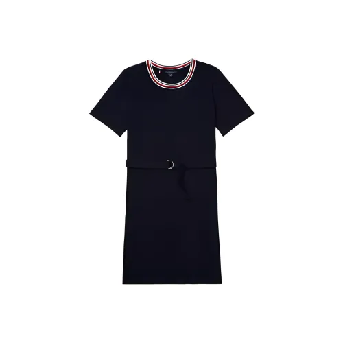 Tommy Hilfiger Belted Прямое платье Платья юбки Desert Sky Короткий рукав платье Женское Navy Синий