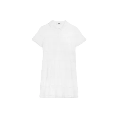 CELINE Короткое платье с короткими рукавами женское белое