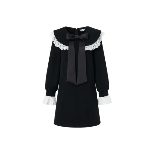 TAMMY TANGS Длинное платье с длинными рукавами женское черно-белое