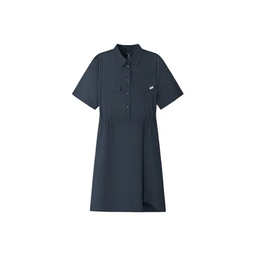 Skechers GO DRI SS25 Короткий рукав Платье Женские CAPTAIN Синий 01KA