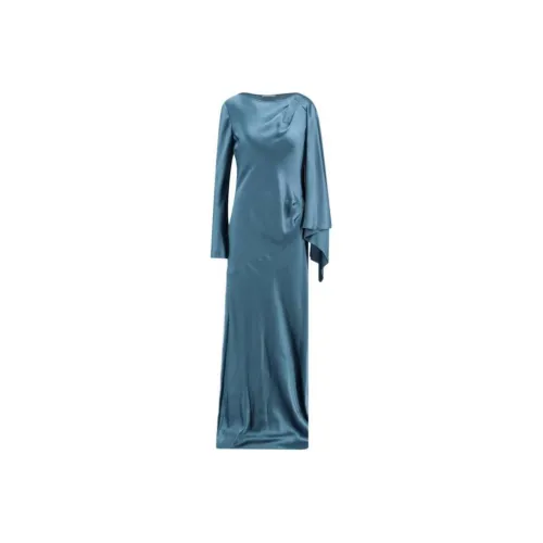 ALBERTA FERRETTI Длинное платье с длинными рукавами женское синее