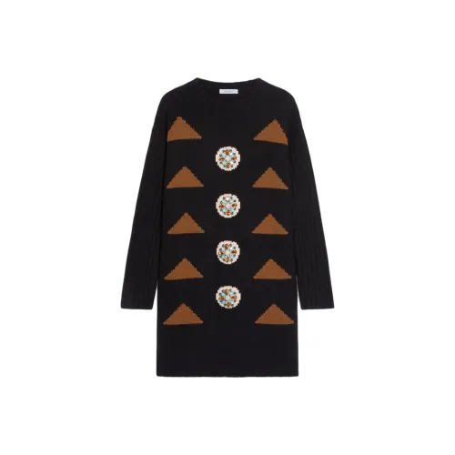 MaxMara Длинное платье с длинными рукавами женское черное