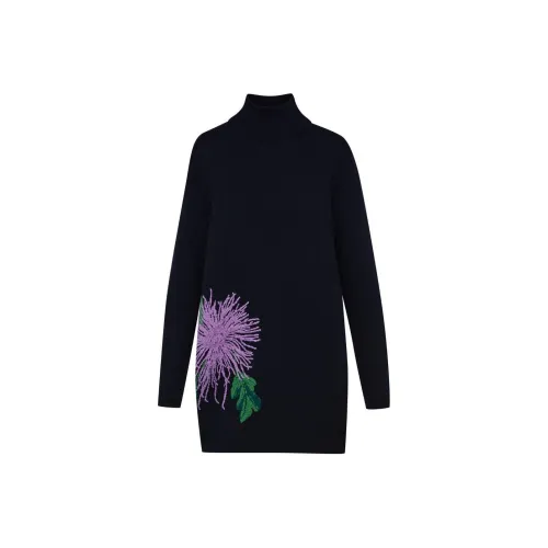 Oscar De La Renta SS24 Длинное платье с длинными рукавами женское морской синий