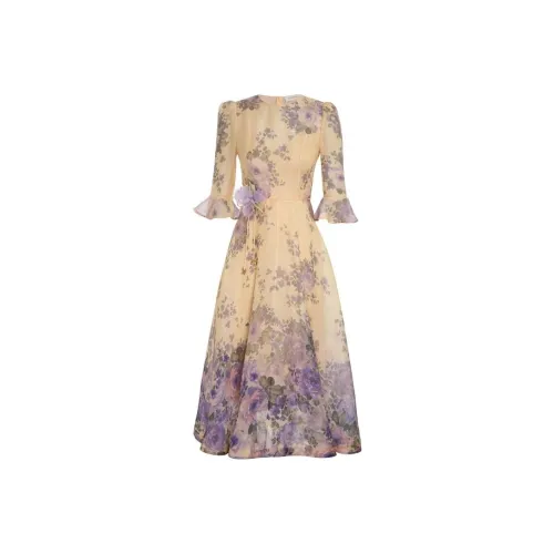 Zimmermann Бежевые Женские Короткие Платья с Рукавами