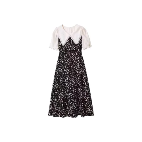 EOEI Black Женские Короткие Платья с Рукавами