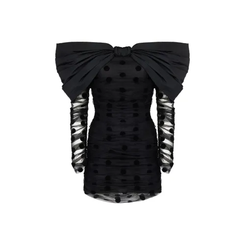 Nina Ricci Длинное платье с длинными рукавами женское черное