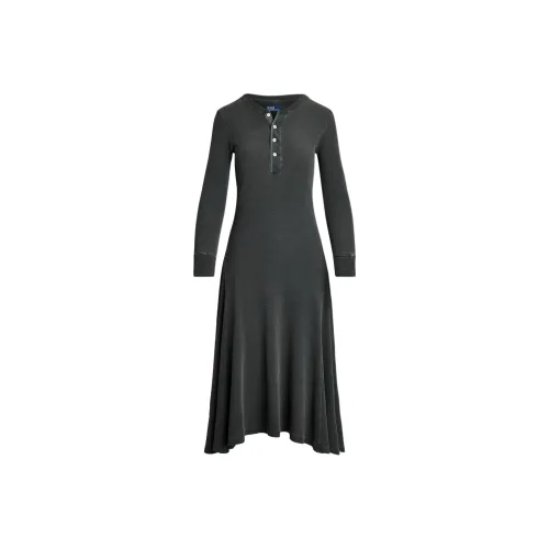 Polo Ralph Lauren Длинное платье с длинными рукавами женское черное и серое