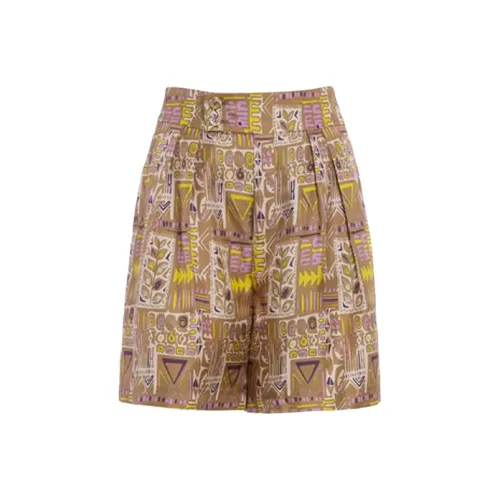 BESIONIA SS23 Повседневные шорты Женские Коричневый монограмма Цветочный