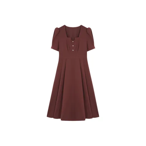 XWI SS24 Короткое платье с короткими рукавами женское темно-красное