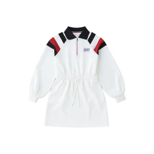 Tommy Hilfiger Белое Женское Длинное Платье с Длинным Рукавом