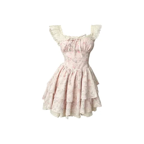 BIFH Короткий рукав Платье Женское Розовое