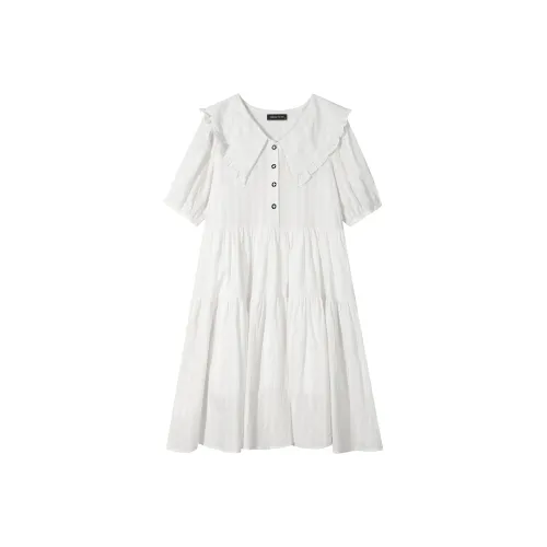 EIDOLON GRAIN Короткий рукав Платье Женское Белое