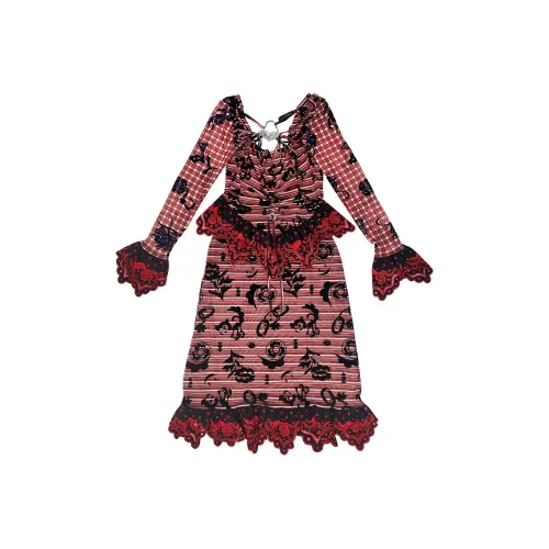 CHOPOVA LOWENA Red Женские Длинные Платья с Рукавами