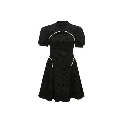 VERO MODA J1G Черный деним Цвет Женские Короткие Платья с Рукавами
