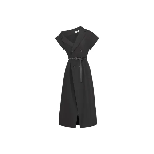 DIOR Черные Женские Короткие Платья с Длинными Рукавами