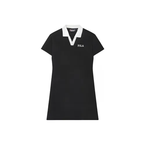 FILA ORIGINALE SS24 Короткий рукав Платье Женское Глубокий черный