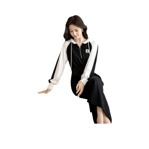 Cypress House Длинное платье с длинными рукавами женский белый топ и черный низ