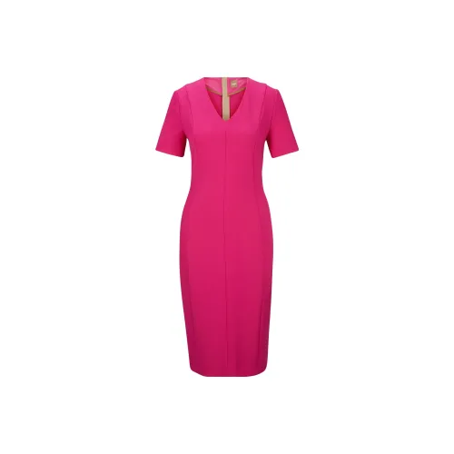 Hugo Boss Короткий рукав Платье Женское Розовый Красный