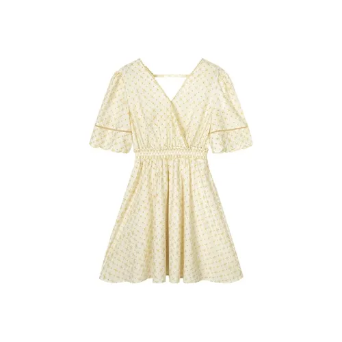 Pit Короткий рукав Платье Женское Цветочное Цвет