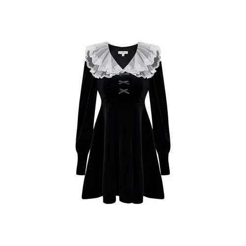 JORYAweekend Длинное платье с длинными рукавами женское черное