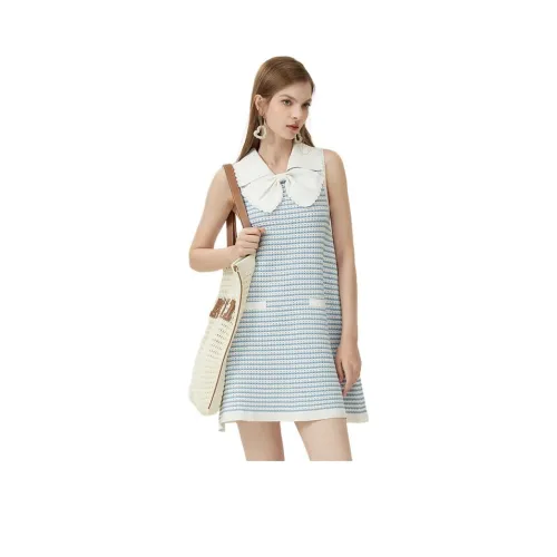 AIVEI Без рукавов Платье Женское Ледниково-синий