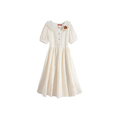 ABBY GODDESS Короткое платье с короткими рукавами женское цвет экрю