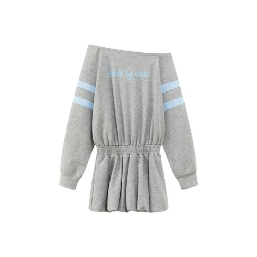 CHUU Длинное платье с длинными рукавами женское серое