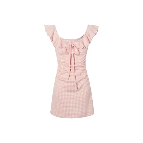 SCCREBEL OFFICIAL Короткий рукав Платье Женское Розовое