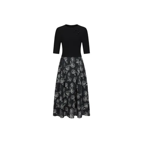 JZ. ANNAKRO Короткий рукав Платье Женское Без рисунка Черное