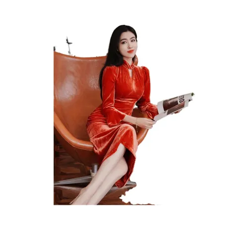 Shimiko Red Face Женские Длинные Рукава Платья