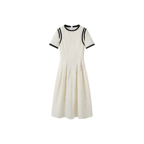 SKYA Короткий рукав Платье Женское Серый Белый