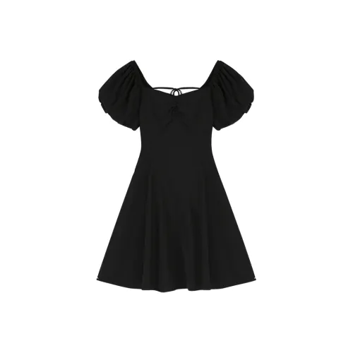CIVICERA Black Женские Короткие Платья с Рукавами