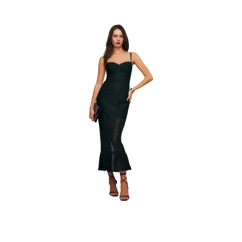 Reformation Черный Кружевной Женский Слипп