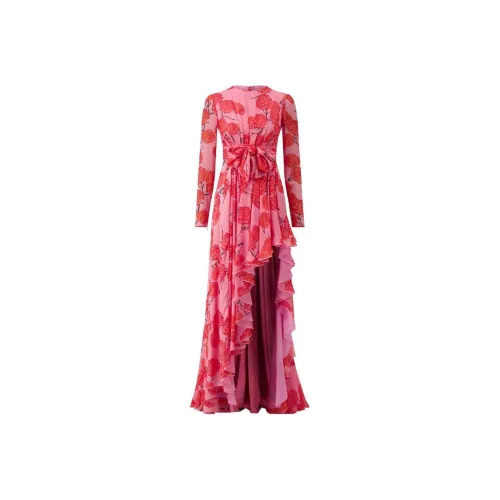 Giambattista Vall Розовый бабл-гам Женские Длинные Платья с рукавами