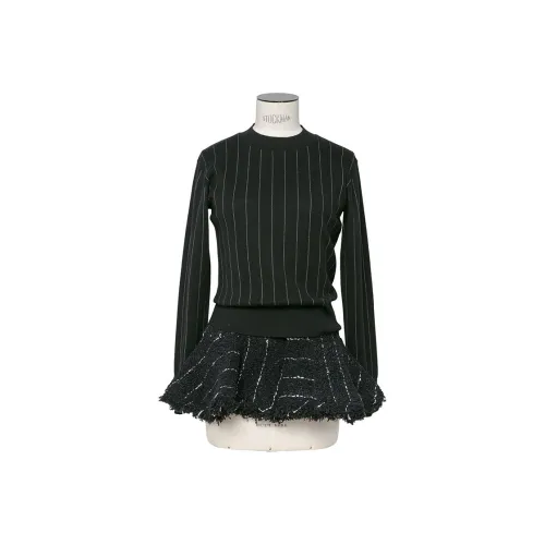 Sacai Черное Женское Длинное Платье с Рукавами