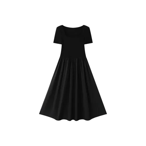 Jonah Anda Короткий рукав Платье Женское Черное